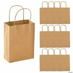 Buy 😍 6 1/2" x 9" Medium Kraft Paper Gift Bags - 12 Pc. 😀