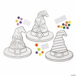 Brand new ✔️ Color Your Own Button Witch Hat Kits - Makes 12 🎁 -Halloween Crafts Shop color your own button witch hat kits makes 1214113208 a01