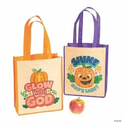 Outlet ✨ Color Your Own Medium Christian Pumpkin 🧛 Halloween Nonwoven Tote Bags - 12 Pc. 🔔 -Halloween Crafts Shop color your own medium christian pumpkin halloween nonwoven tote bags 12 pc 13949782 a01