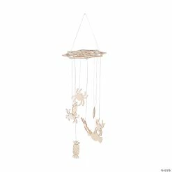 Best Pirce 🧨 DIY Unfinished Wood Spider Web Mobile 🎃 Halloween Decorations - 6 Pc. 🧨