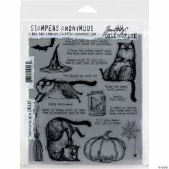 Outlet 🤩 Tim Holtz Cling Stamps 7"X8.5"-Snarky Cat 🦇 Halloween 🔔