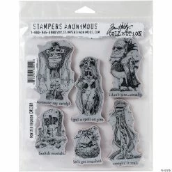 Cheap 🔔 Tim Holtz 🦇 Halloween Monster Reunion Cling Stamps 7"x8.5" 🎉