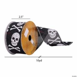 Buy 💯 Vickerman 2.5" x 10 Yards Black and White Skull Ribbon 😉 -Halloween Crafts Shop vickerman 2 5 x 10 yards black and white skull ribbon14245729 a02