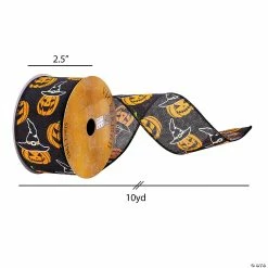 Wholesale 🥰 Vickerman 2.5" x 10 Yards Black Jack O Lantern Ribbon 🌟 -Halloween Crafts Shop vickerman 2 5 x 10 yards black jack o lantern ribbon14245731 a02