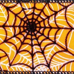 Buy ⭐ Vickerman 2.5" x 10 Yards Orange and Black Spider Web Ribbon ⌛ -Halloween Crafts Shop vickerman 2 5 x 10 yards orange and black spider web ribbon14245724 a01